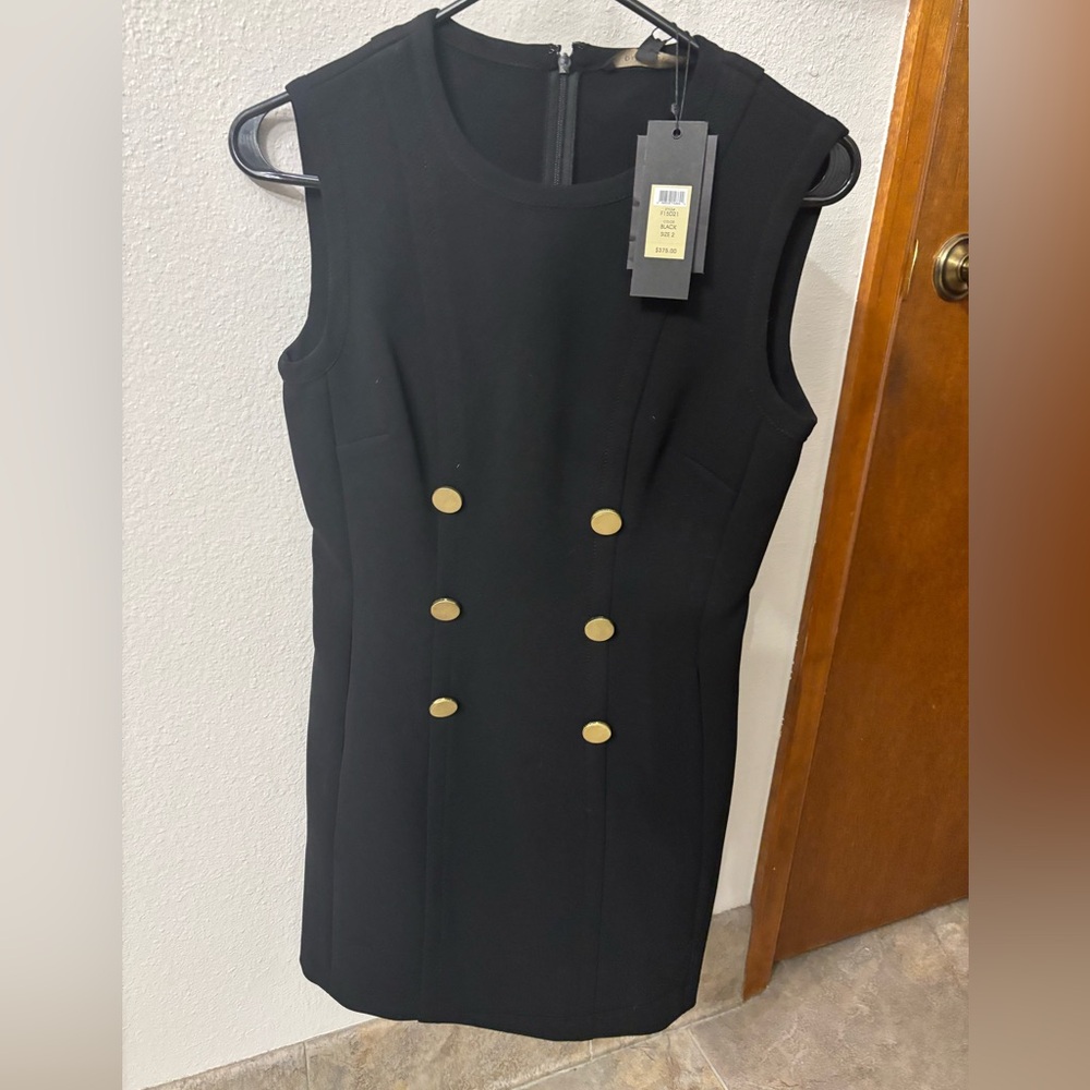 Rachel Zoe Black and Gold Sheath Mini Dress